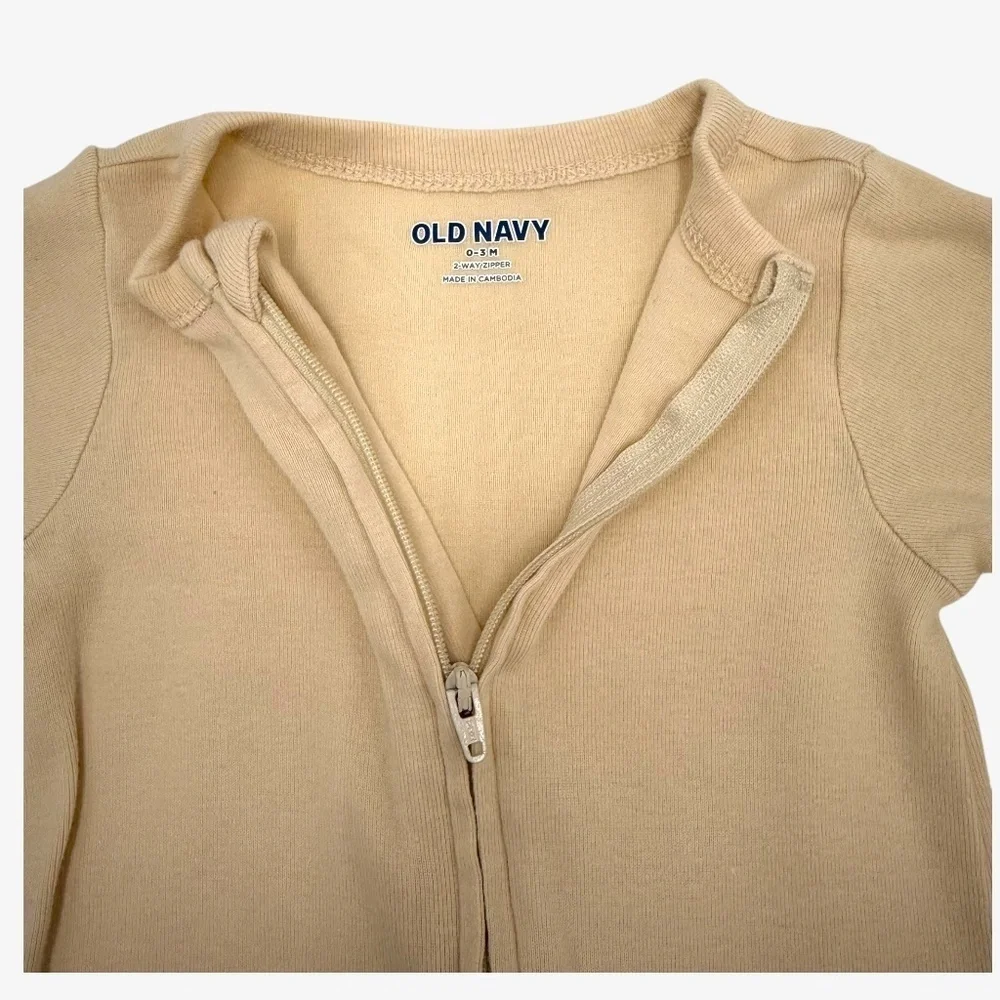 Old Navy Unisex Tan Sleep & Play 2-Way-Zip Footed One-Piece